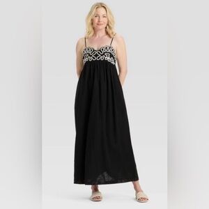 A New Day Black & White Crewel Maxi Dress